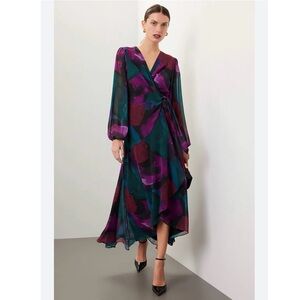 Hutch Bridge High Low Flowy Midi Wrap Dress